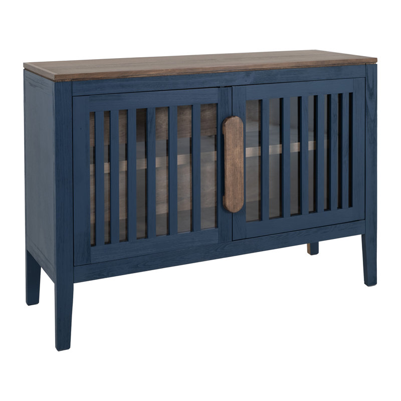 Buffet Maltie, 2 portes, bois, 54 po, Brun / bleu indigo