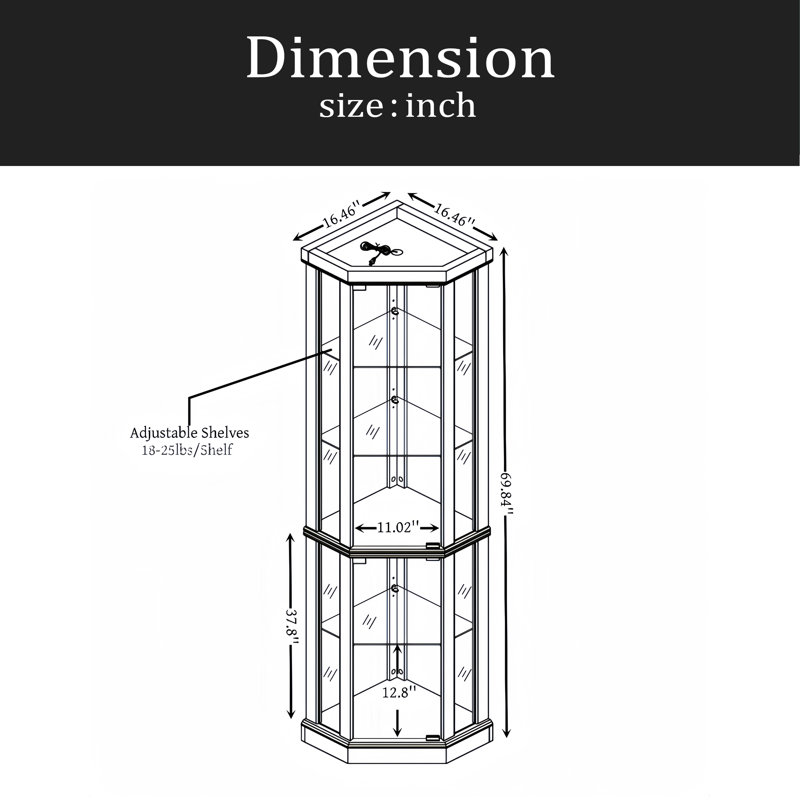 Vitrine d'angle vitrée d'angle pour vitrine de coin, vitrine d'angle pour le salon, armoire vitrée, collection Antique, vin et bar