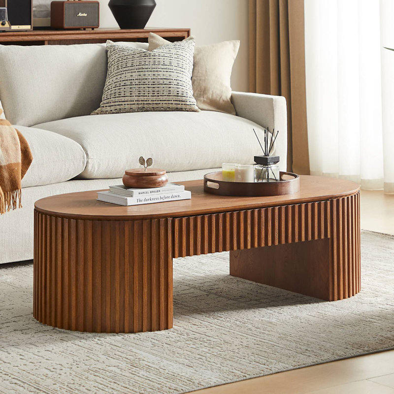 Table basse en MDF avec tiroir, Noyer