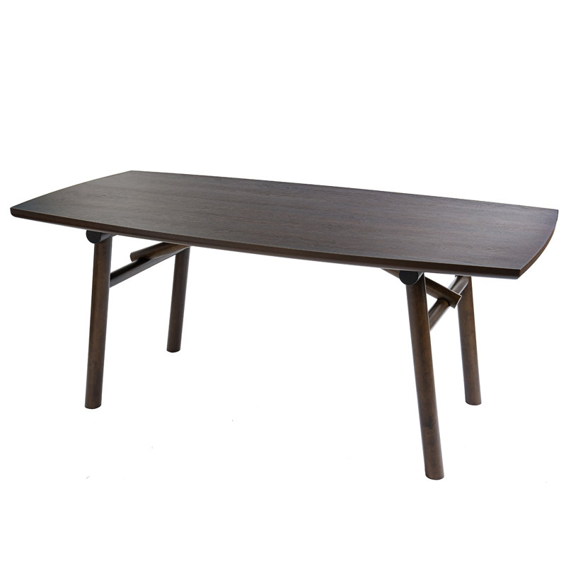 71" Modern Farmhouse Dining Table with Curved Edge and Solid Wood Top For Kitchen Dining Room, Walnut