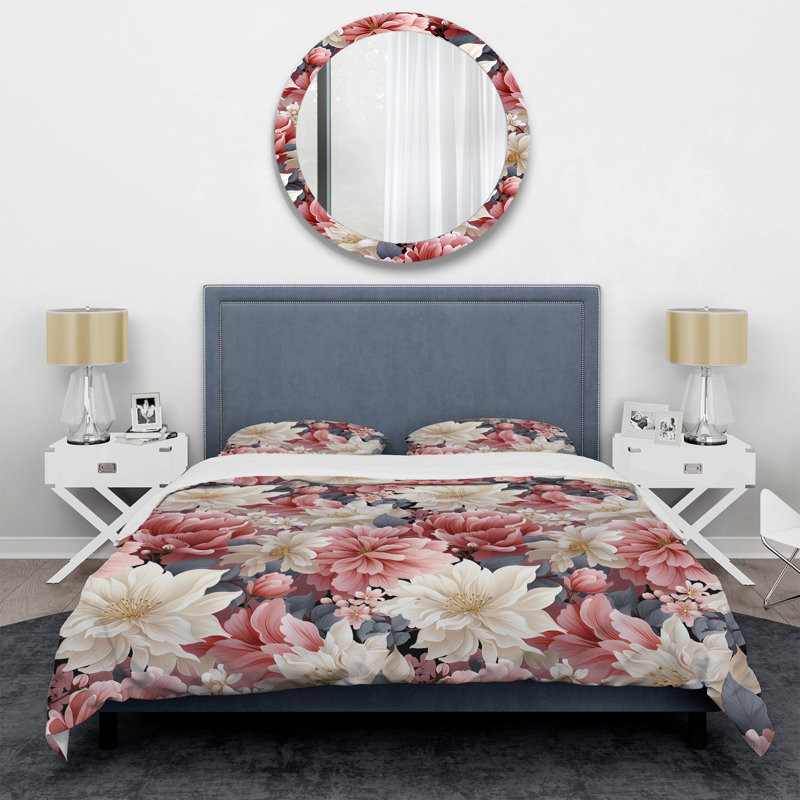 Romantic White And Pink Floral Symphony - Ensemble de housse de couette à motif floral
