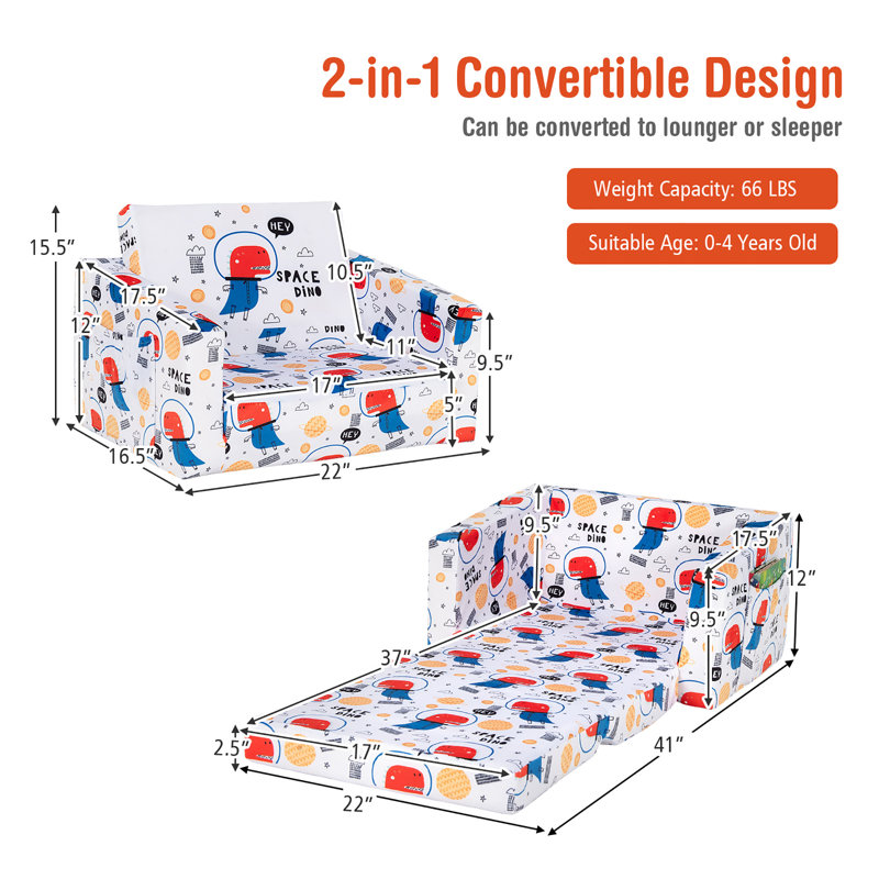 Fauteuil inclinable Moore Moore, Bleu / blanc / animaux rouges