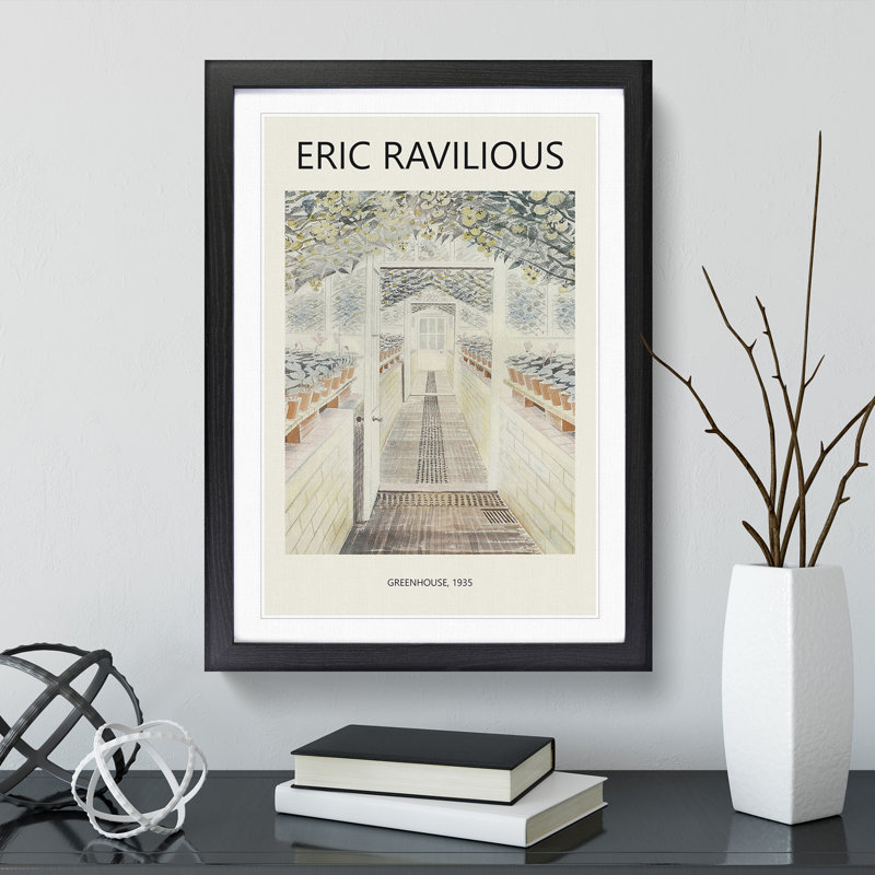 Greenhouse by Eric Ravilious - Single Picture Frame Print, 36cm H x 27cm W x 2cm D, Black Framed