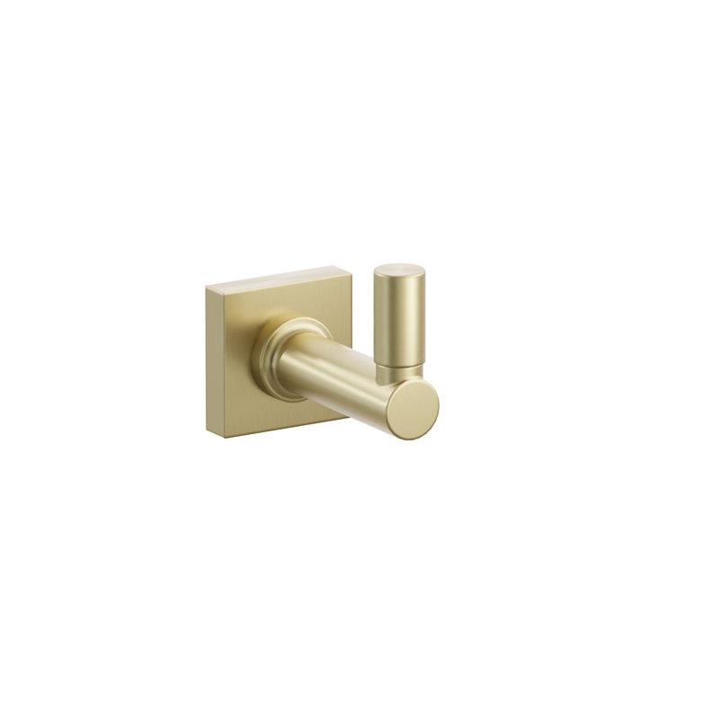 Emtek Select Single Hook w/ Small Square Rosette, Round Stem & Smooth Tip, Satin Brass