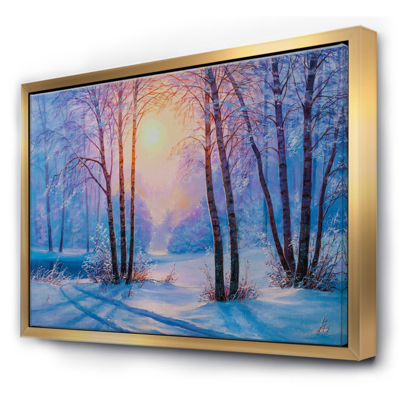 «Warm Sunshine Reflection over Winter Forest River III», reproduction sur toile flottante, H 30 po x l 40 po x 1,5 po