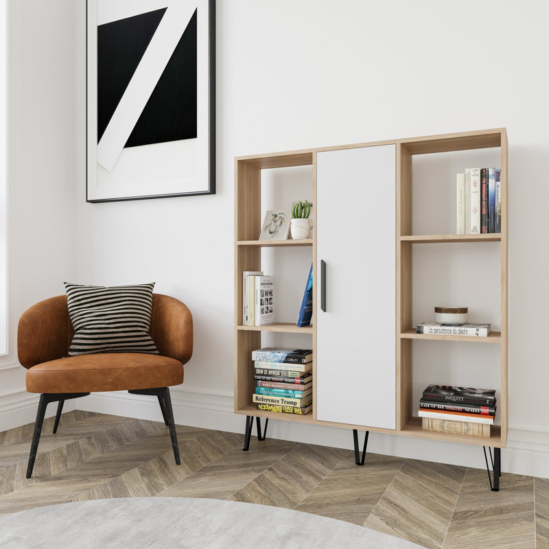 124.5cm H x 119.4cm W Reynaud Bookcase, Oak/White