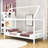 Twin Wooden House-Shaped Bed With Slats-1560366065