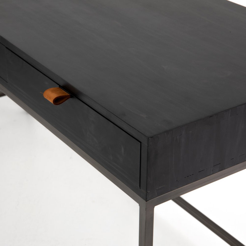 Trey Solid Wood Executive Desk, Black Wash Poplar
