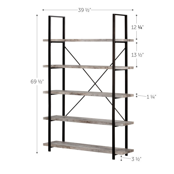 South Shore Gimetri 5 Fixed Shelves - Shelving Unit Rustic Bamboo