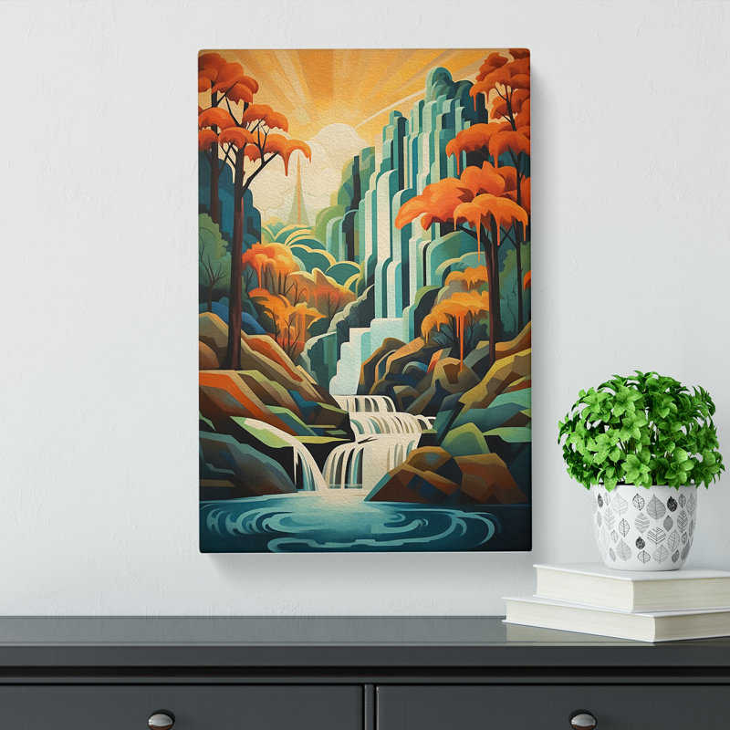 Waterfall Art Deco - Wrapped Canvas, 50cm H x 35cm W x 3cm D