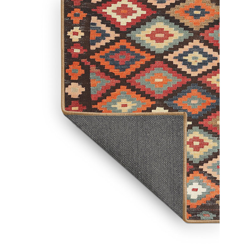 Tapis contemporain rouge / beige / noir, Rectangle 6 pi x 9 pi