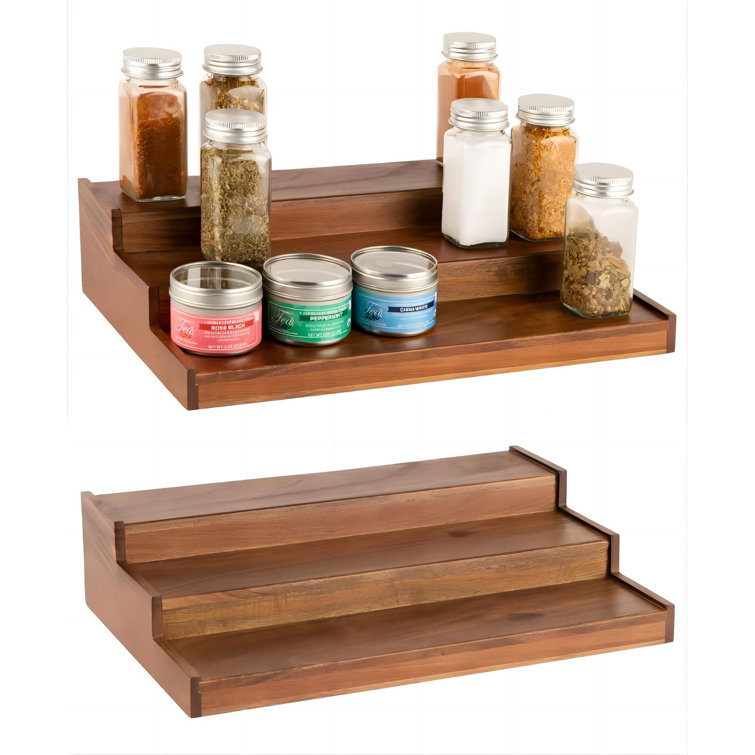 Rebrilliant Bamboo Spice Rack with Adjustable Racks