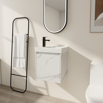 20" Modern Bathroom Vanity with Ceramic Sink and Wood Cabinet