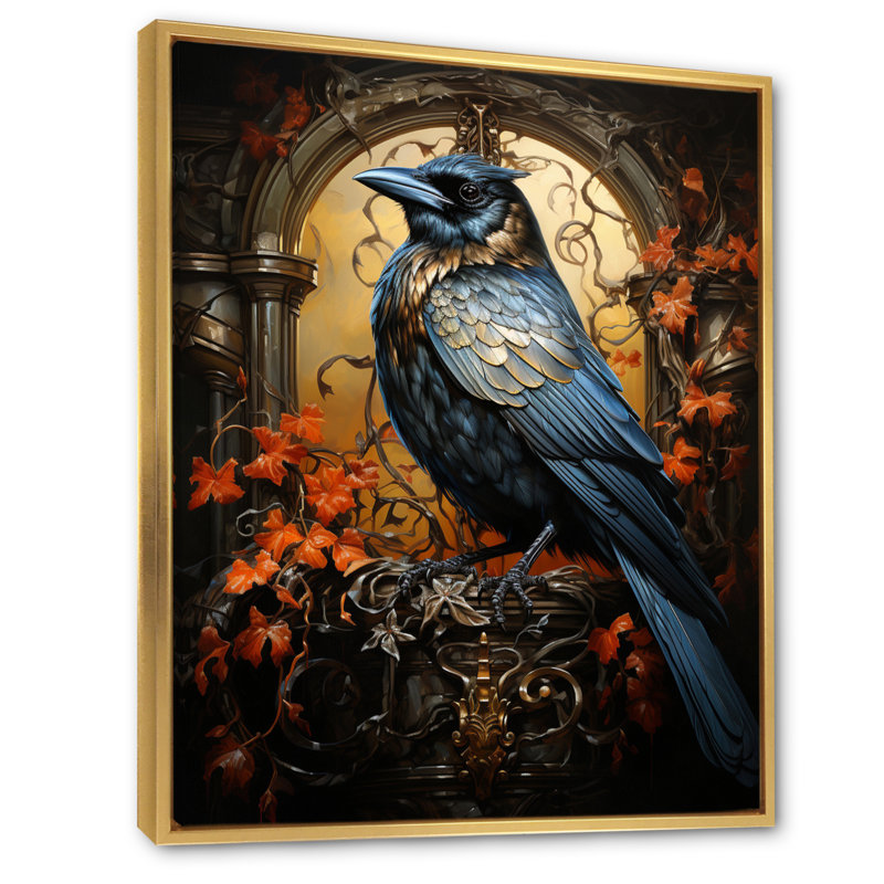 «Caillier Crow Dynamic Duality» sur toile, H 32 po x l 16 po x P 1 po, Cadre flottant doré