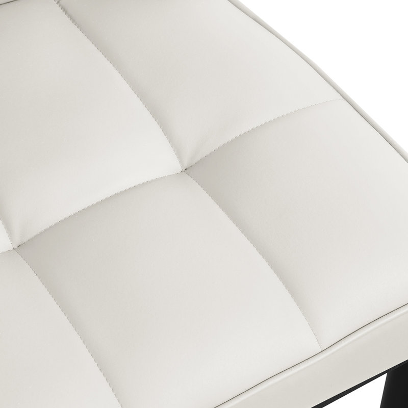 Modern Upholstered Dining Chair with Metal Frame, White