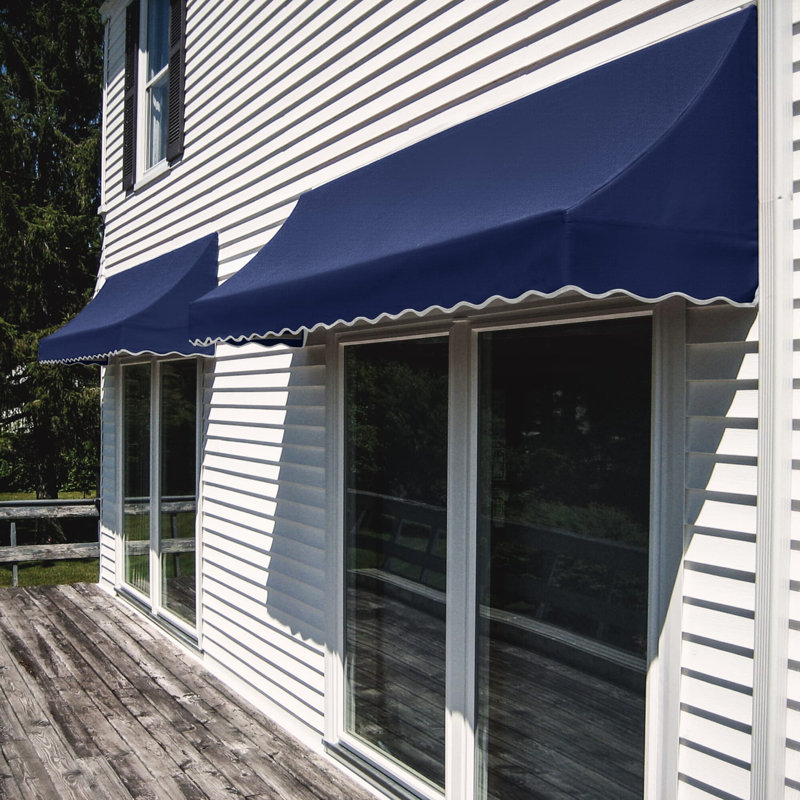 Awntech Nantucket Acrylic Fabric Fixed Awning, 44" H x 64.5" W x 36" D, Navy