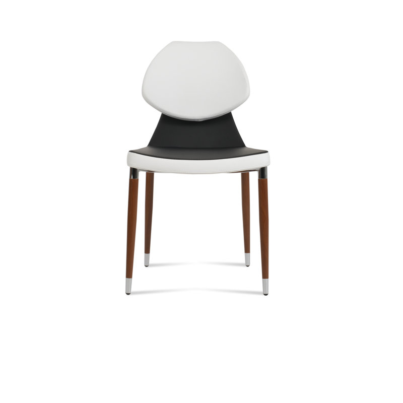 Chaise d'appoint Gakko Ana, Similicuir noir, Noyer / Chrome