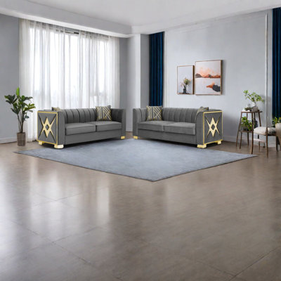 Luxury Velvet Sofas, Gray Upholstery, Modern Glam For Living Room