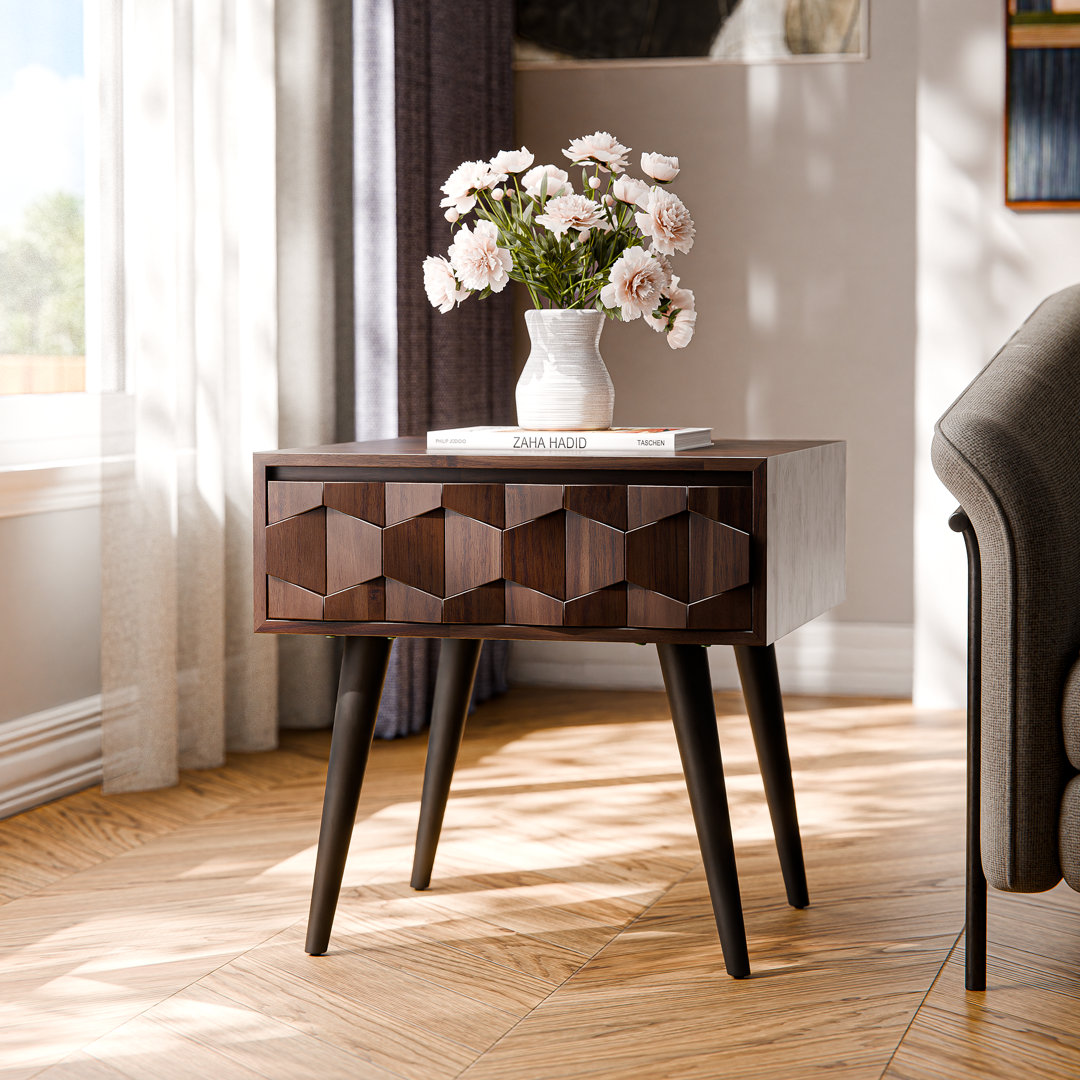 Georgina 1 - Drawer Solid Wood Nightstand Corrigan Studio® 