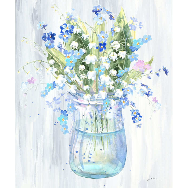 «Spring Bluebells and Lilies», reproduction d'art sur toile tendue, H 24 po x l 20 po