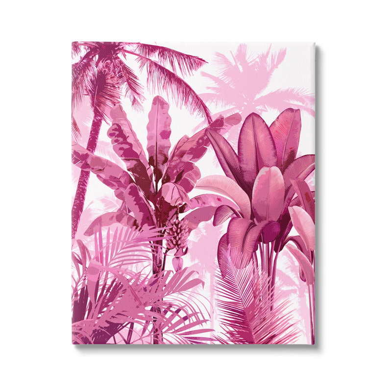 «Pink Tropical Palm Leaves» sur toile par Kristen Drew, H 30 po x l 24 po x P 1,5 po