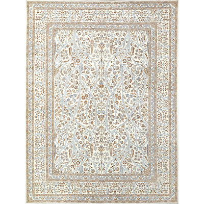 Hand Knotted Wool Area Rug in Beige
