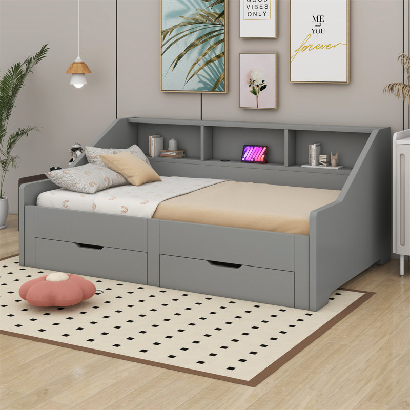 Lit avec rangement Jong, gris