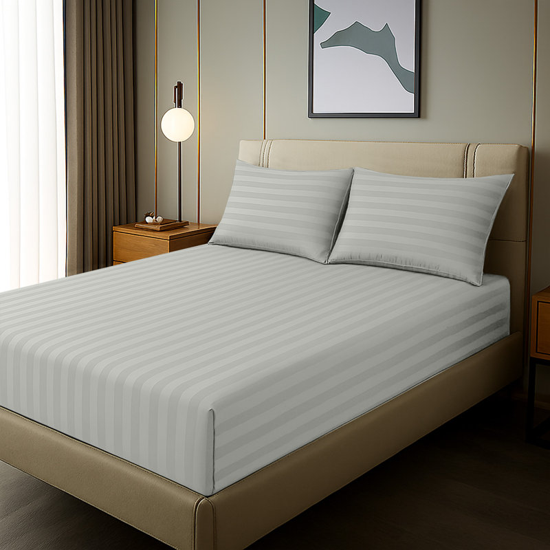 Microfiber Standard Fitted Sheet, Silver, Kingsize (5')