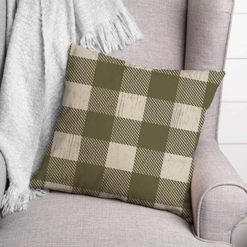 Checkered Throw Pillow, Green
