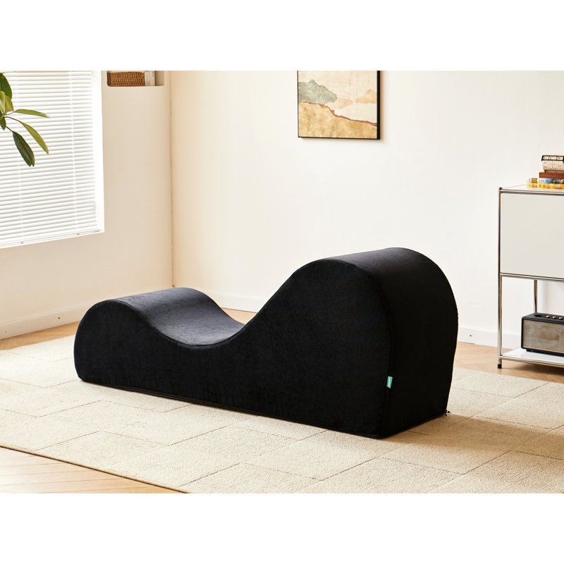 Chaise longue avec mousse haute, conception ergonomique, housse amovible lavable en noir chaise noire, noyau en mousse,