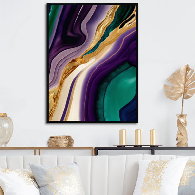 " Purple, Green and Gold Bold Strokes II " Graphic Art Print