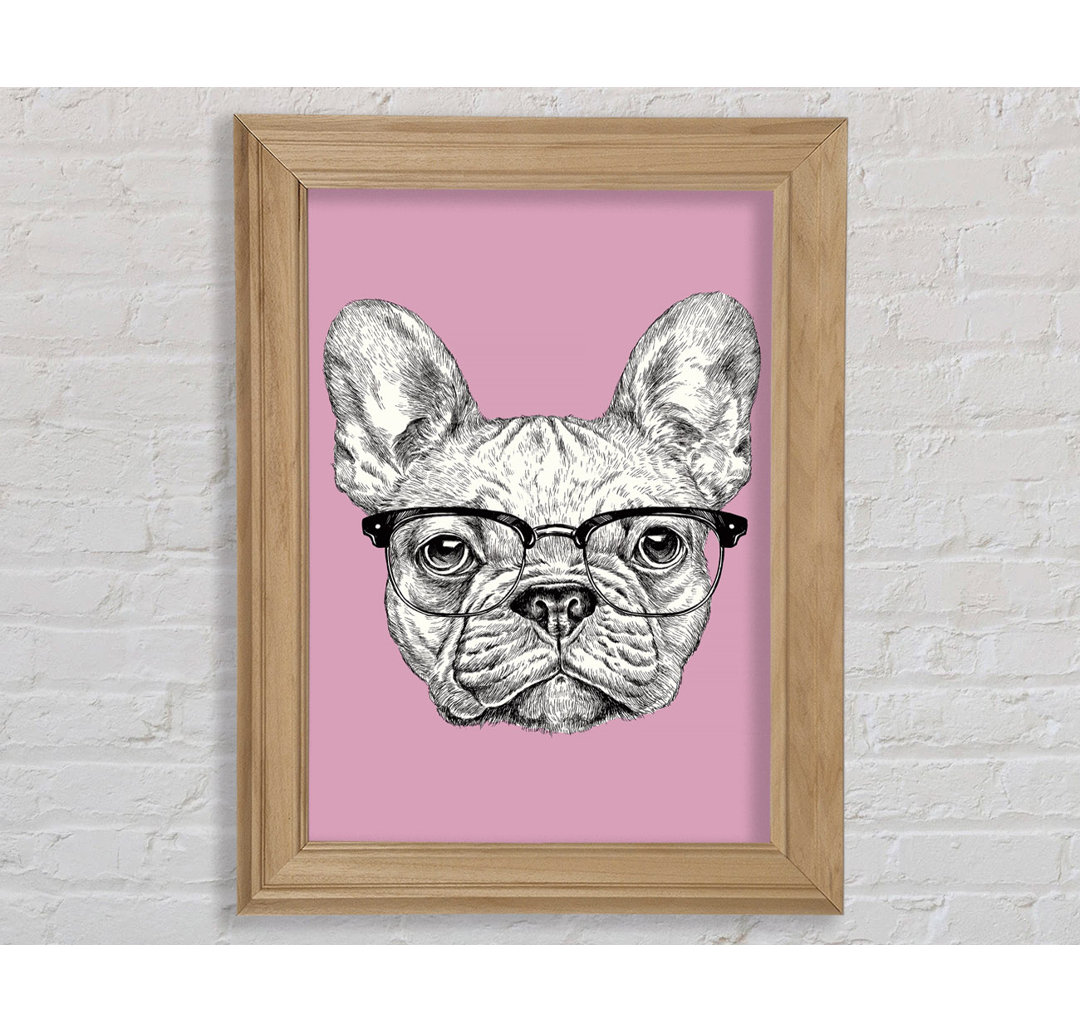 Französische Bulldogge mit Brille - Einzelner Bilderrahmen Kunstdrucke