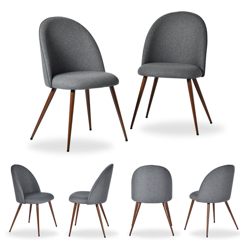 Hudhaifa 18" Width Fabric Solid Back Side Chair for Living Room, Dining Room, Coffee shop, 6, Gray