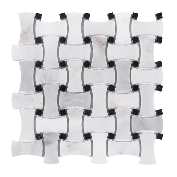 12" x 12" Marble Basketweave Mosaic Wall & Floor Tile