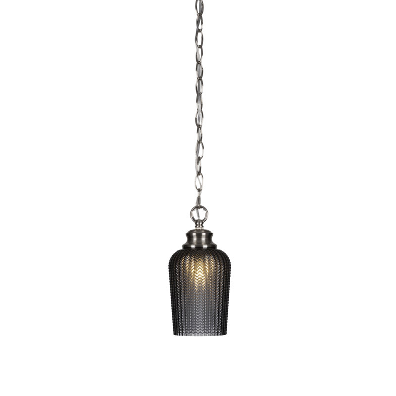 Cordova Chain Hung Pendant With 5" Glass, Brushed Nickel, Black