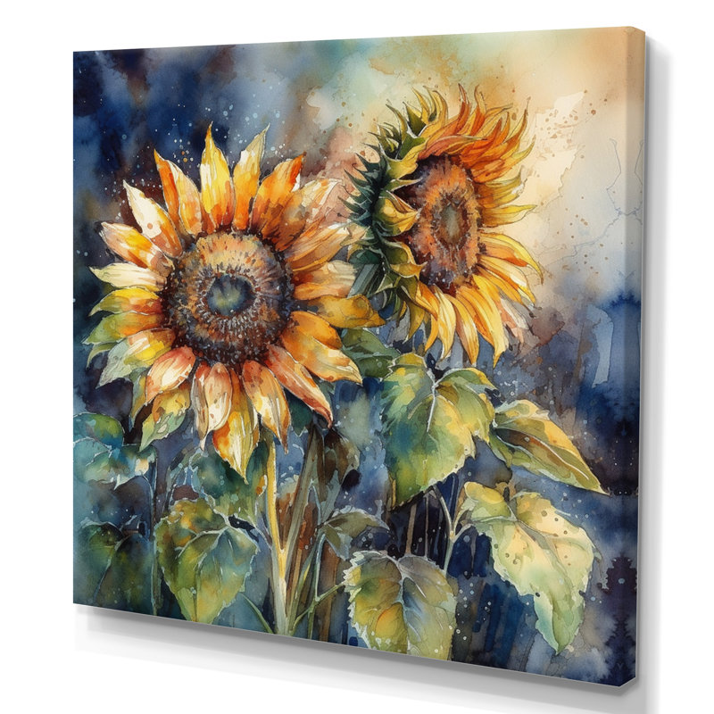 Tournesol jaune symphonie II - tournesol, art mural, H 24 po x l 24 po x P 1 po, Toile tendue