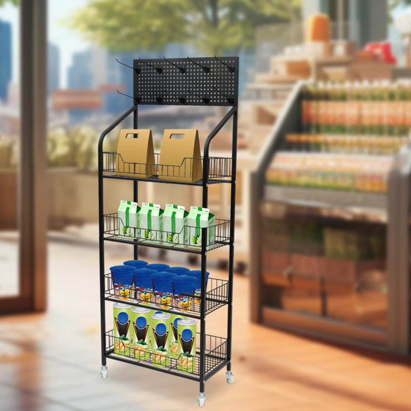 Maurisha 19.68'' W Metal Storage Rack with Wheels, Black