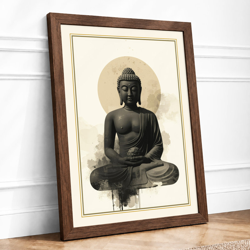 Meditative Buddha Japandi - Framed Print, Walnut, A1 - 84.1 x 59.4 cm