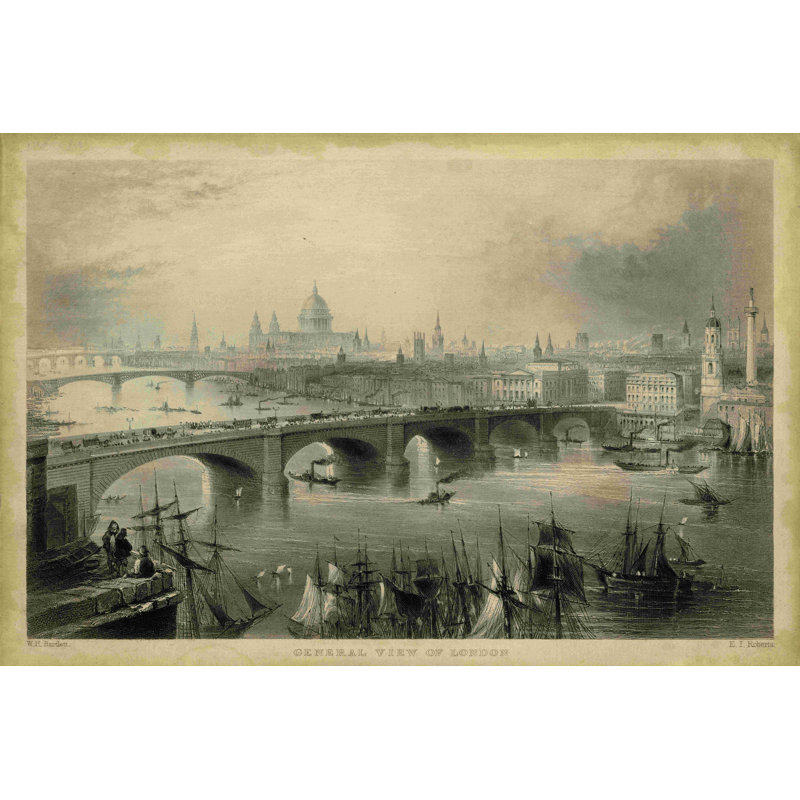 Vue générale de Londres, H 12 po x l 18 po