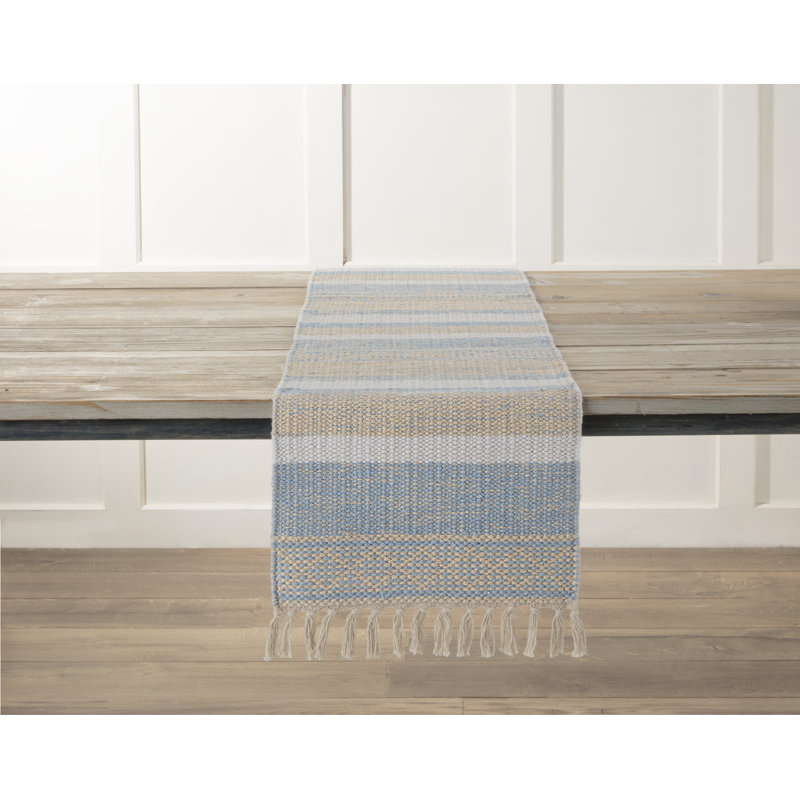 Lenox Textured Neutral Runner 14" X 72", Blue