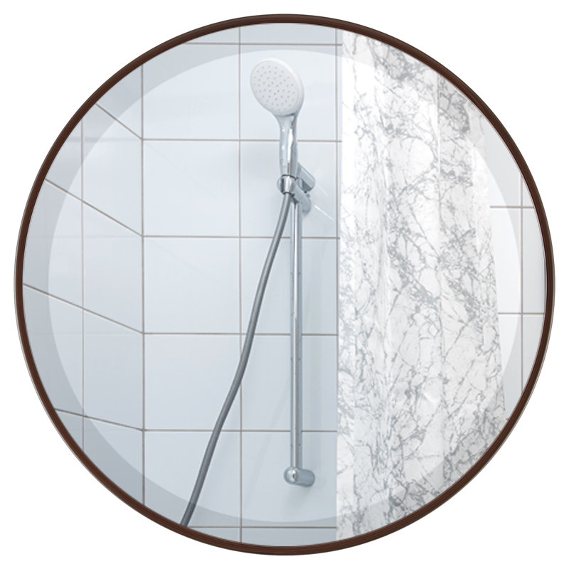 Campfort Round Mirror, 24.62" H x 24.62" W, Black Walnut