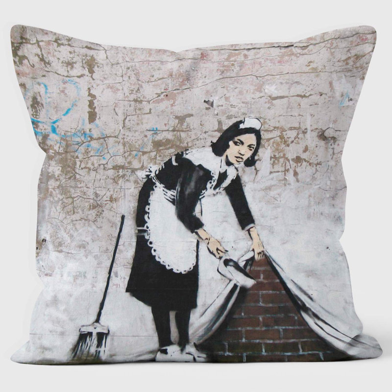 Maid Banksy Inspired Graffiti Art Cushion