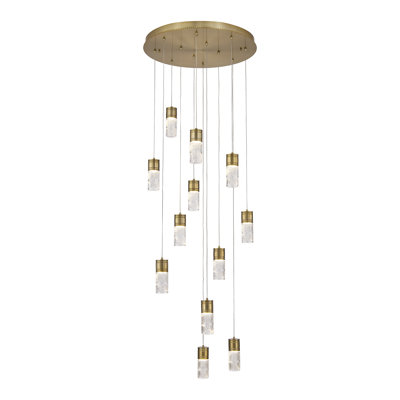 Lustre d'hiver Kiriko en laiton, 30 pouces, 12 lumières DEL, 76 cm (30 po), 12 lumières