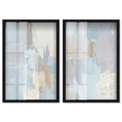 Serene Abstract Harmony Duo Shadowbox Print Calming Wall Decor by Art Remedy, Black Frame, 36 x 54