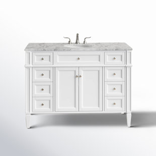 Rivers 48'' Single Bathroom Vanity with Carrara Marble Top