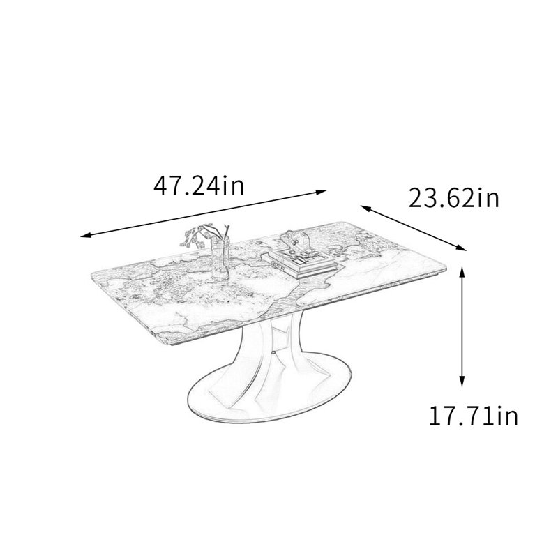 Table basse Home, H 17,71 po x L 47,24 po x l 23,62 po, Blanc / Taupe, Doré