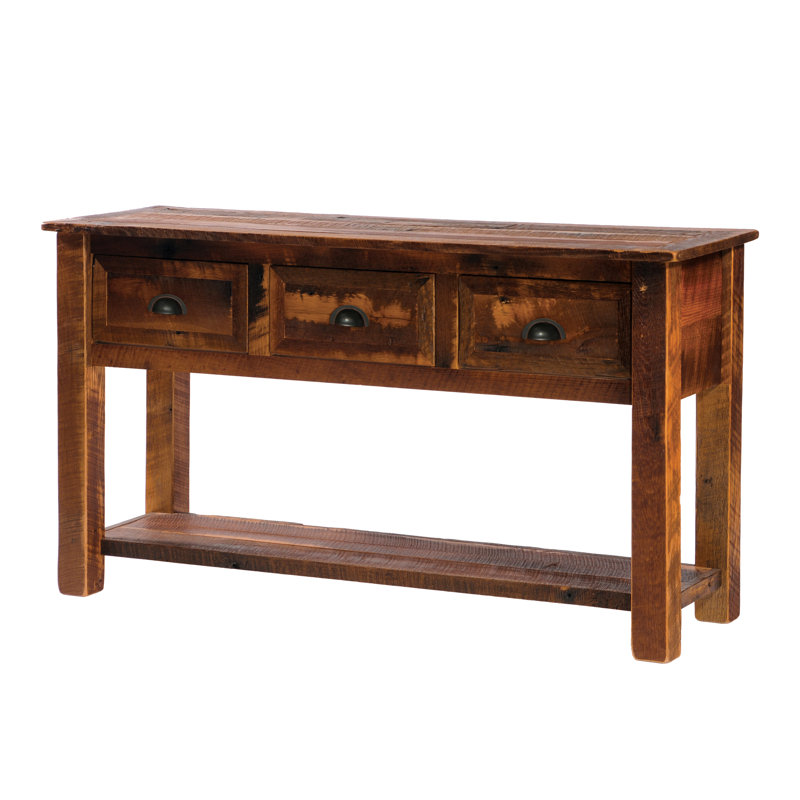 Fireside Lodge Barnwood Three Drawer Console Table