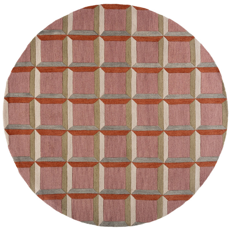Tapis géométrique touffeté à la main Nickelsen, Rond 7 pi