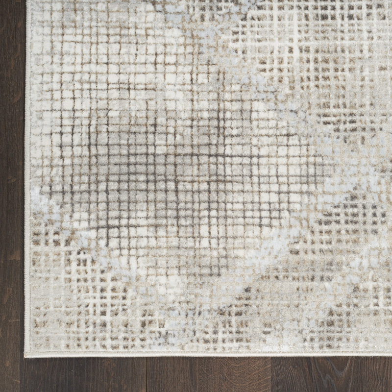 Tapis gris abstrait Dore, Rectangle 8 pi 6 po x 12 pi