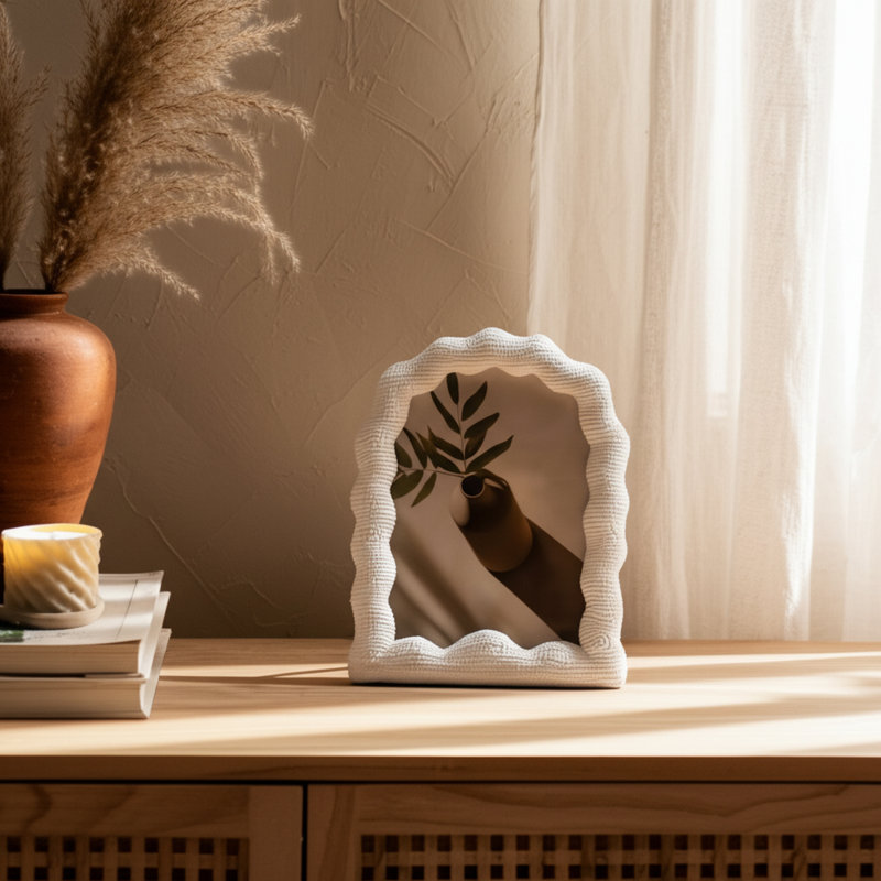 Sagebrook Home 4X6 Wavy Arch Photo Frame, White, 5" x 7"
